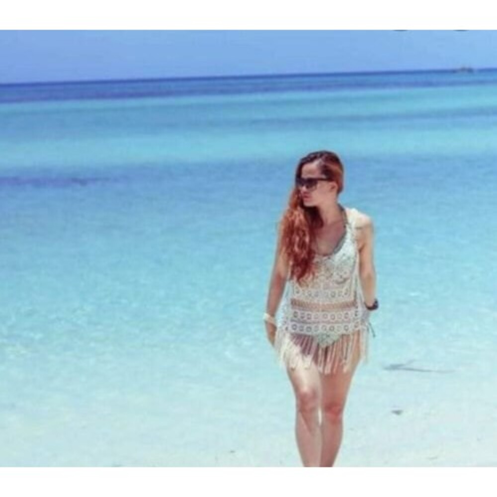 Phase One Ivory Boho Womens Cover up Crochet Top Fringe Open Knit Beach Gypsy